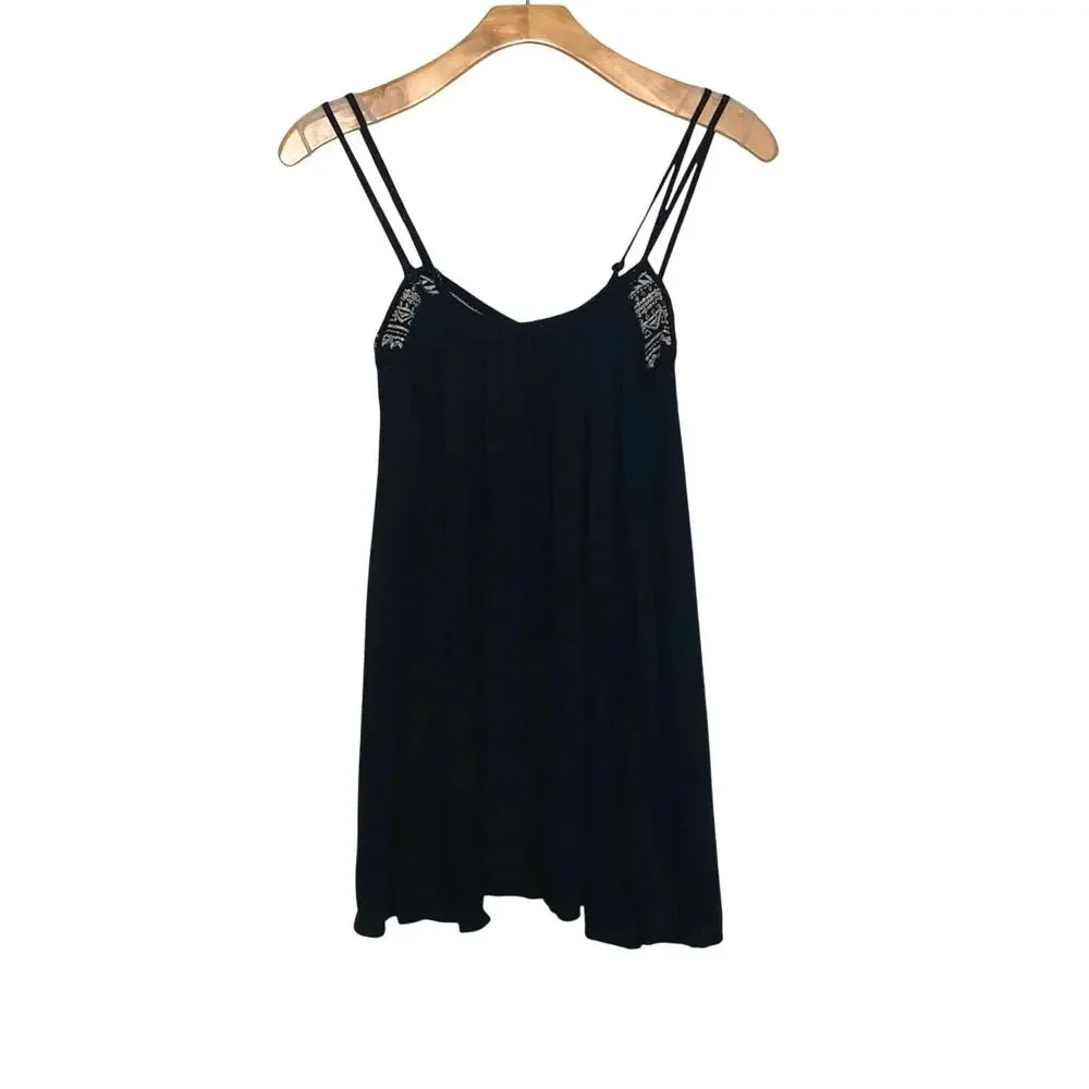 American Eagle Outfitters embroidered black boho mini dress size small
